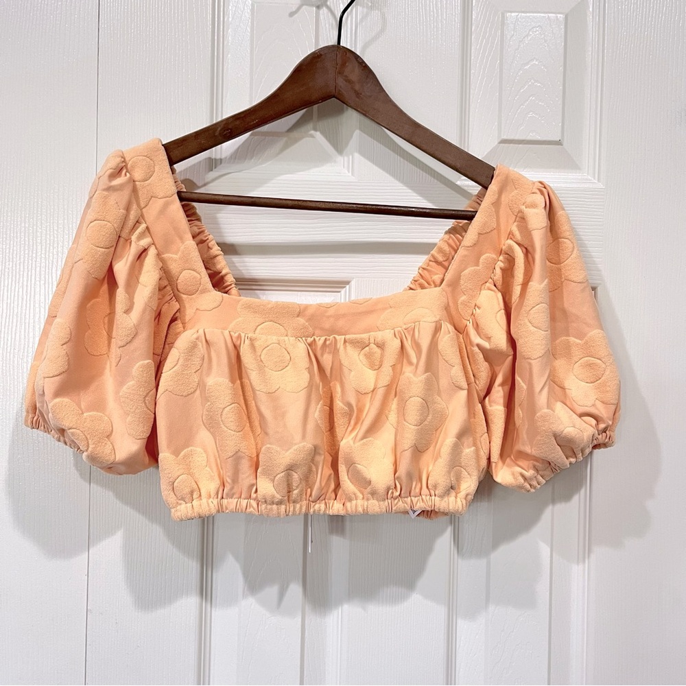 NWT Labelrail x Collyer Twins Terrycloth Floral Puff Sleeve Top Size 12